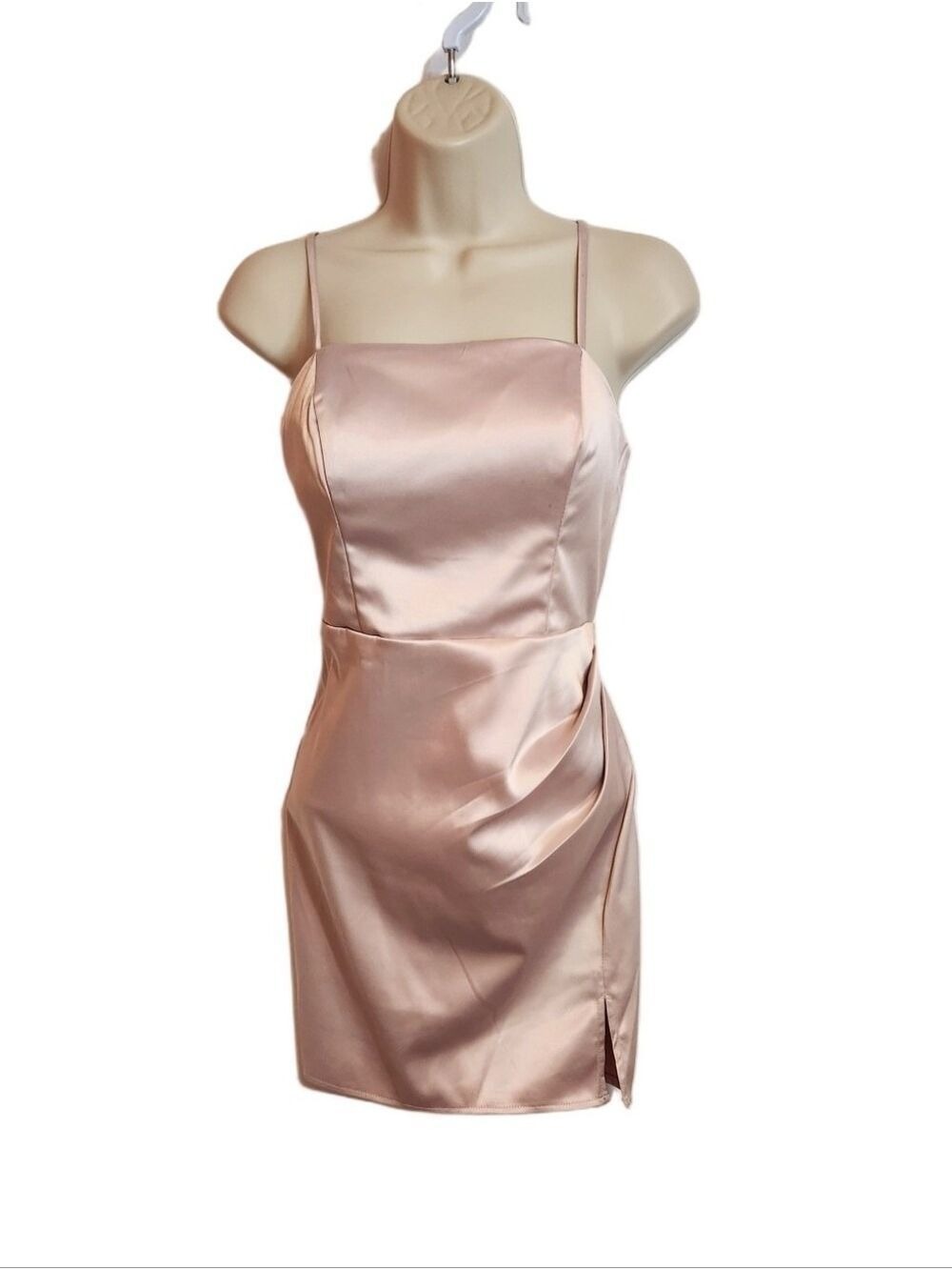 Midnight Doll Satin Mini Dress Blush Pink 3